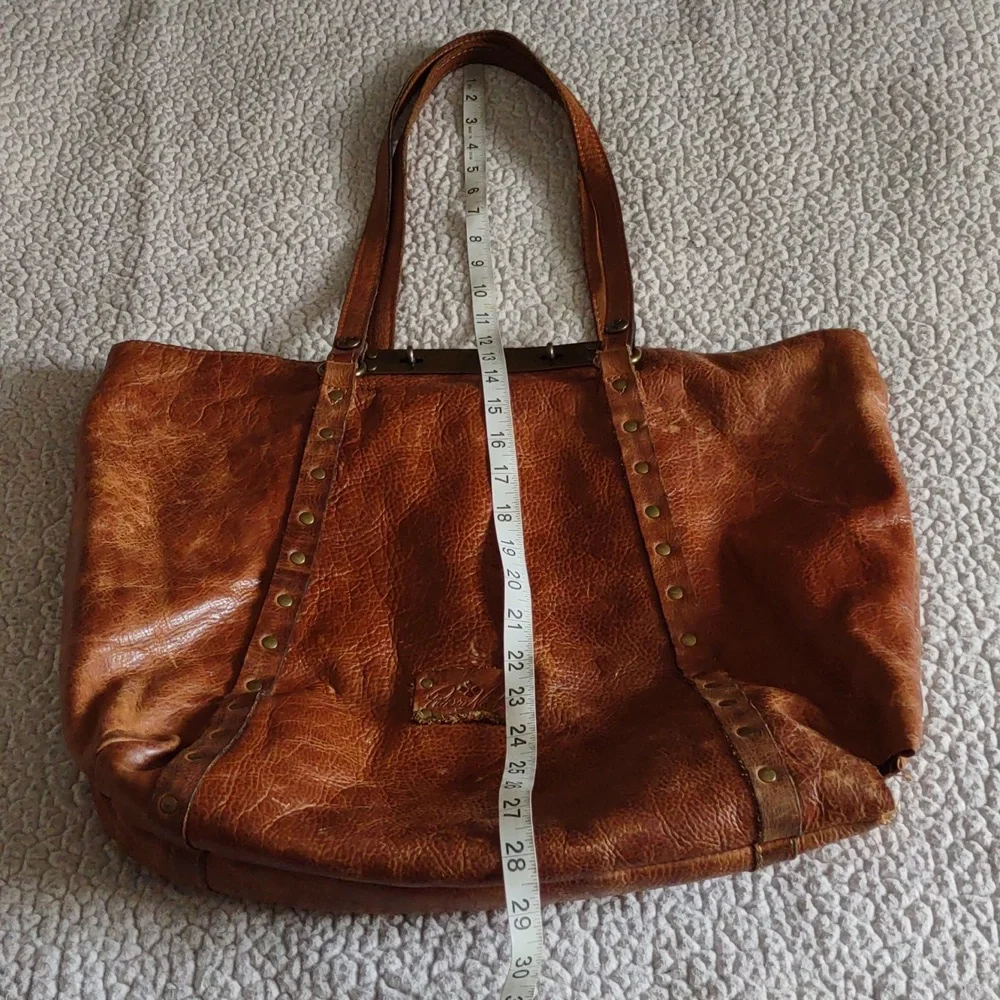 Patricia Nash Tan Italian Leather Benvenuto Studded Tote Bag *FLAWED*